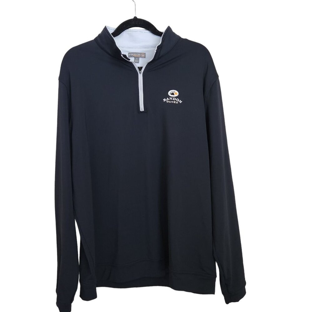 Peter Millar Black Quarter-Zip Polo